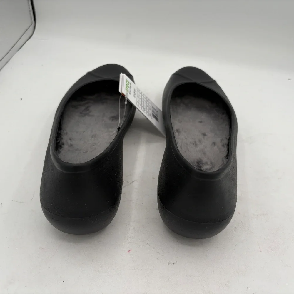 NWT Crocs Olivia II Ballet Flats Women's Size 9 Black Faux Fur Lined